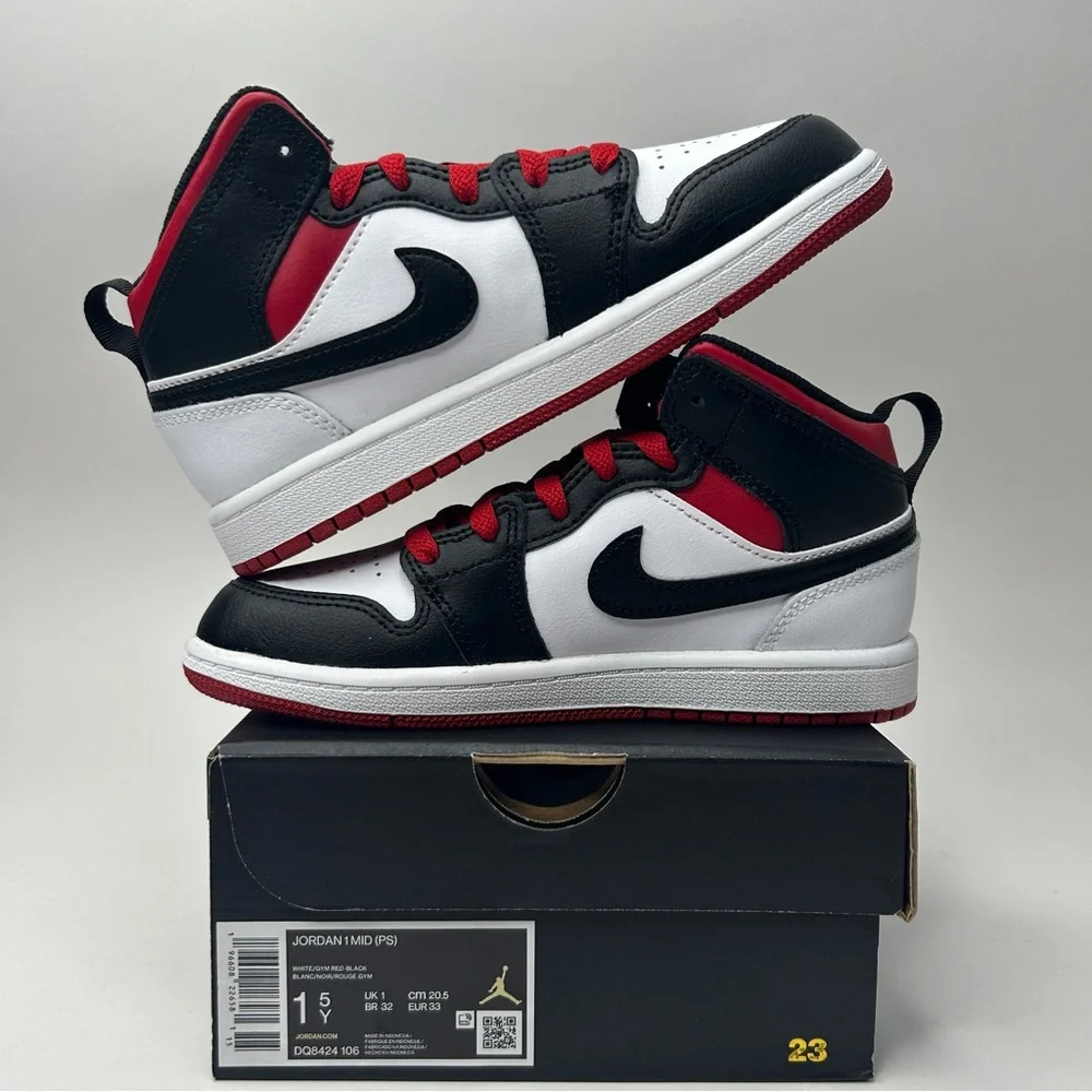 Nike Air Jordan 1 Retro Mid PS “Gym Red/Black Toe” 2023 - Picture 3 of 4